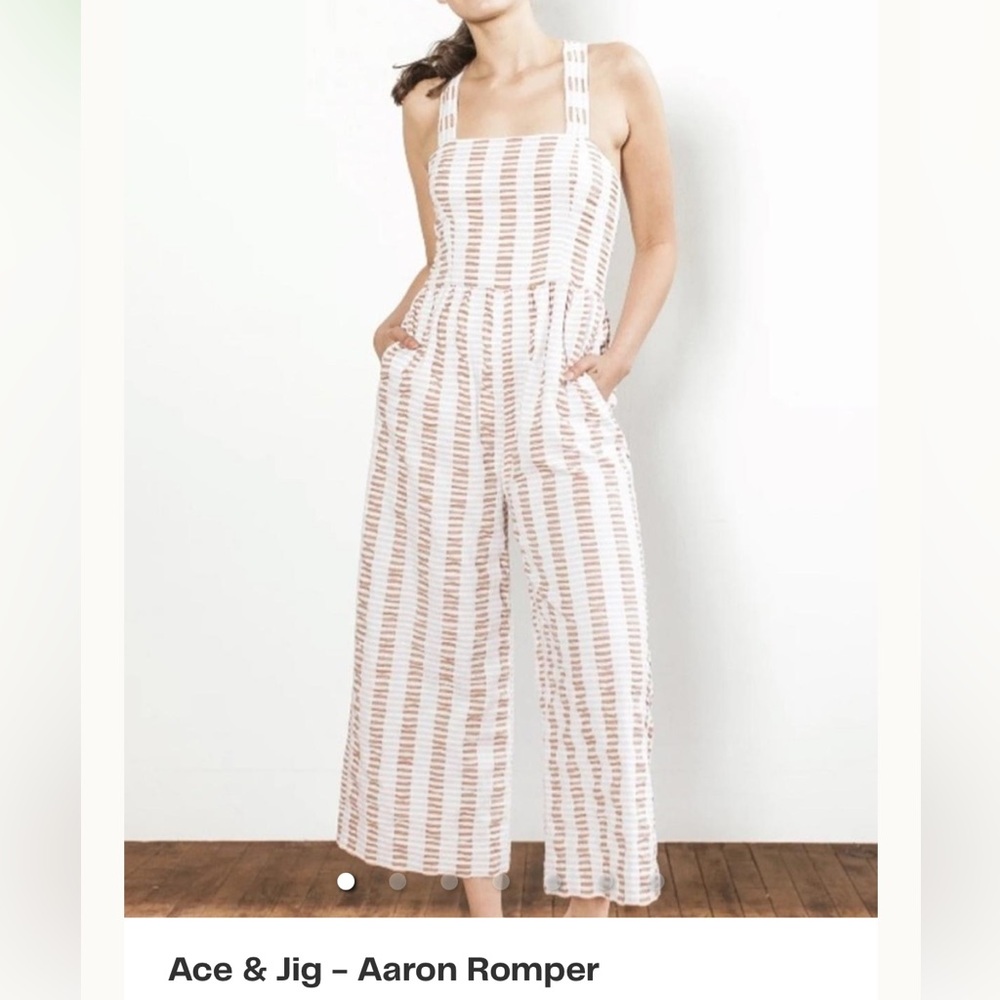 Striped White and Brown Jumpsuit